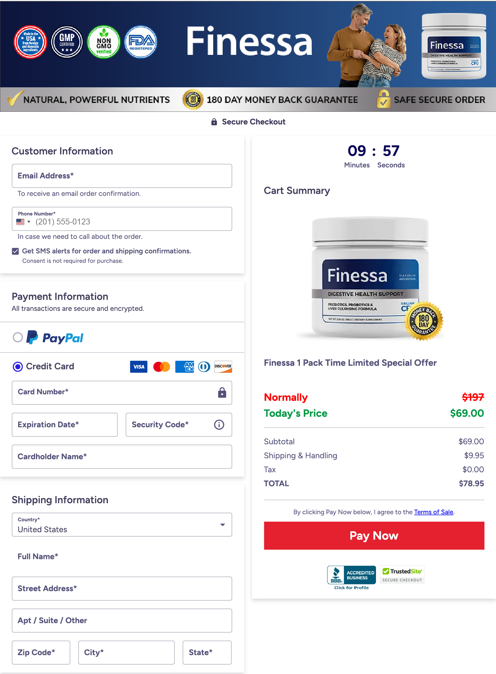 Finessa Checkout Page